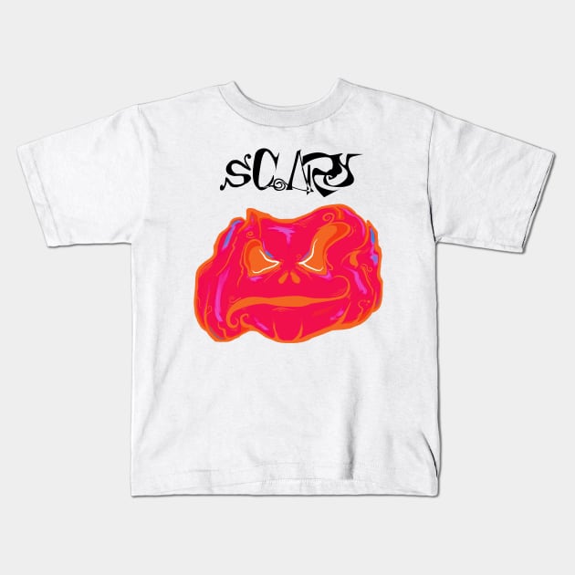 Scary Pumpkin Kids T-Shirt by mephobiadesigns